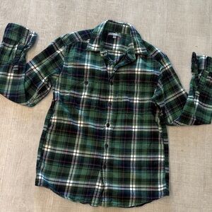 Uniqlo Green Plaid Flannel Long Sleeve Shirt Size Small